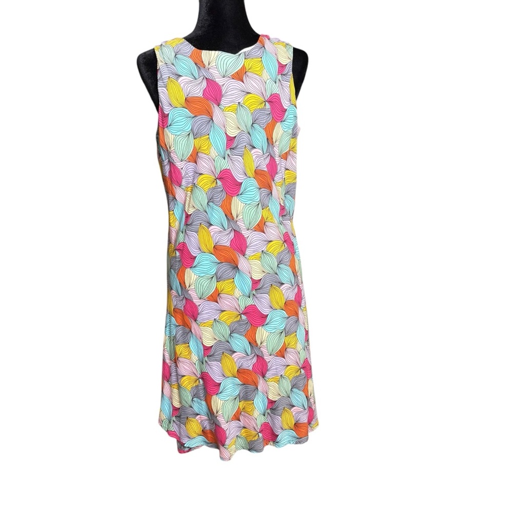 🔴Parsley & Sage Multicolor VNeck Sleeveless Asymmetrical Hem Shift Dress Large - Picture 3 of 12
